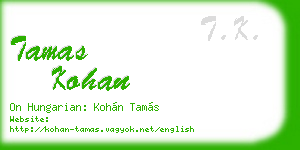 tamas kohan business card