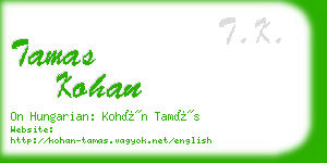 tamas kohan business card